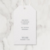 Silver Bow Stropdas Gepersonaliseerde Groomsman Vo Cadeaulabels (Achterkant)