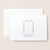 Silver Bow Stropdas Gepersonaliseerde Groomsman Vo Folie Kaarten (Voorkant met envelop)