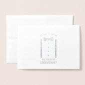 Silver Bow Stropdas Gepersonaliseerde Groomsman Vo Folie Kaarten (Voorkant met envelop)