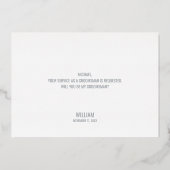 Silver Bow Stropdas Gepersonaliseerde Groomsman Vo Folie Uitnodiging (Achterkant)
