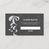 Silver Bow Winter Snow Diaper Raffle Baby Shower  Informatiekaartje (Voorkant)