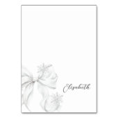 Silver Bow Winter Table Place Card Kaart (Voorkant)