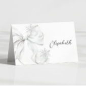 Silver Bow Winter Table Place Card  Kaart