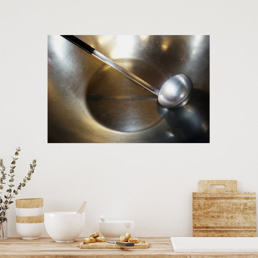 Silver Bowl met Soup Ladle Poster (Keuken)