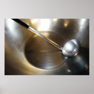 Silver Bowl met Soup Ladle Poster