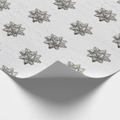 Silver Bows op White Wood Cadeaupapier (Hoek)