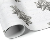 Silver Bows op White Wood Cadeaupapier (Rol Hoek)