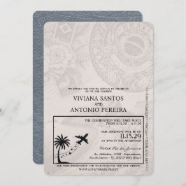 Silver Brazil Passport Wedding Invitation Kaart
