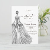 Silver Bridal Dress Silver Glitter Vrijgezellenfee Kaart (Staand voorkant)