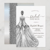 Silver Bridal Dress Silver Glitter Vrijgezellenfee Kaart (Voorkant / Achterkant)