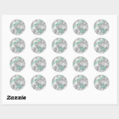 Silver Brocade Fiftiende verjaardag Mint Green ID3 Ronde Sticker (Vel)