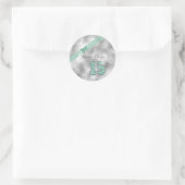 Silver Brocade Fiftiende verjaardag Mint Green ID3 Ronde Sticker (Tas)
