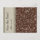 Silver Brown Glitter Linen Save the Date Aankondigingskaart (Voorkant)