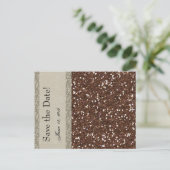 Silver Brown Glitter Linen Save the Date Aankondigingskaart (Staand voorkant)