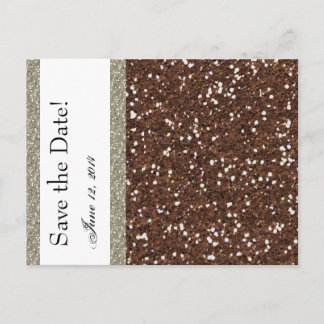 Silver Brown Glitter Look Save the Date Aankondigingskaart