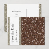 Silver Brown Glitter Look Save the Date Aankondigingskaart (Voorkant / Achterkant)