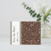 Silver Brown Glitter Look Save the Date Aankondigingskaart (Staand voorkant)