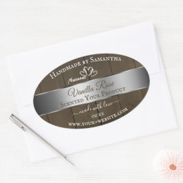 Silver Brown Wood Grain Product Packaging Labels