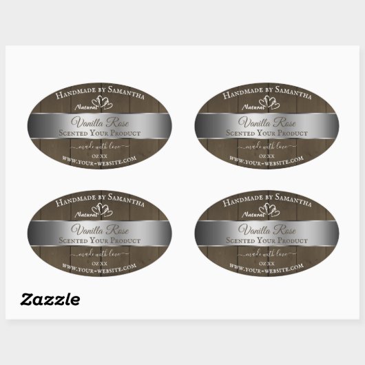 Silver Brown Wood Grain Product Packaging Labels (Vel)