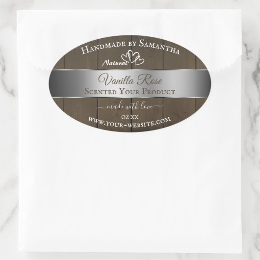 Silver Brown Wood Grain Product Packaging Labels (Tas)