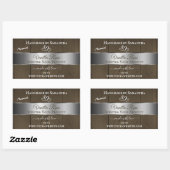 Silver Brown Wood Grain Product Packaging Labels (Vel)