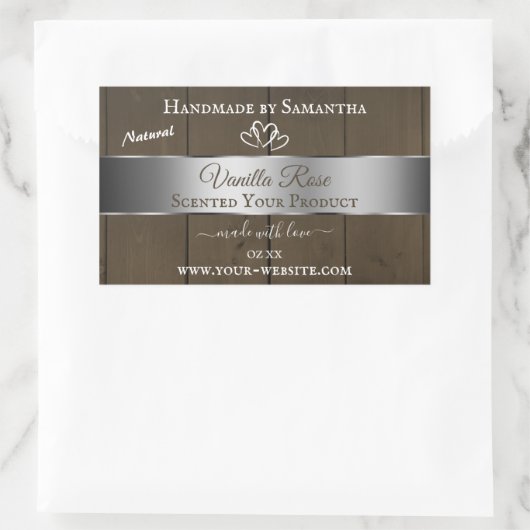 Silver Brown Wood Grain Product Packaging Labels (Tas)