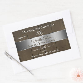 Silver Brown Wood Grain Product Packaging Labels