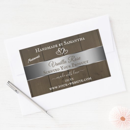 Silver Brown Wood Grain Product Packaging Labels (Envelop)