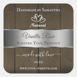 Silver Brown Wood Grain Product Packaging Labels