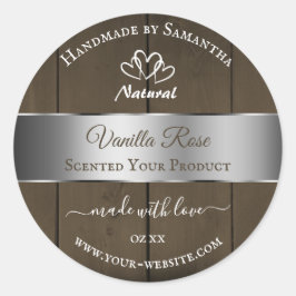 Silver Brown Wood Grain Product Packaging Labels