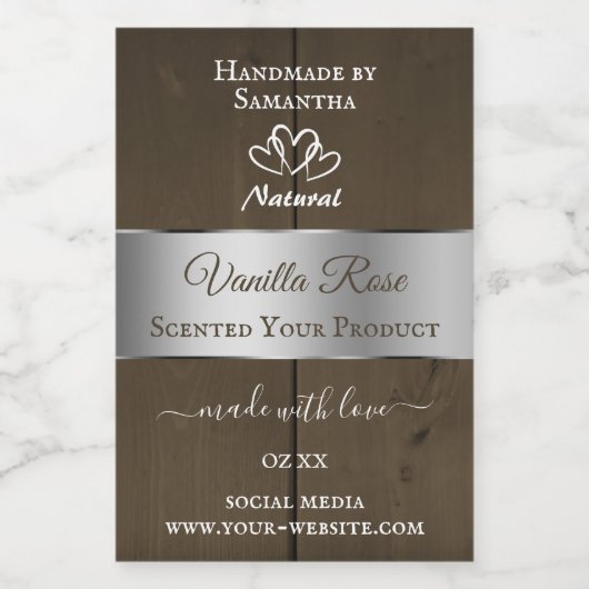 Silver Brown Wood Grain Product Packaging Labels Voedselcontainer Etiket (Enkel label)