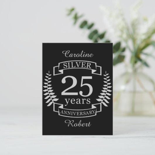 Silver bruiloft 25 jaar briefkaart (Staand voorkant)