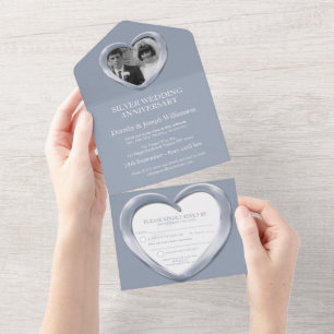 Silver bruiloft 25 jaar feest al all in one uitnodiging