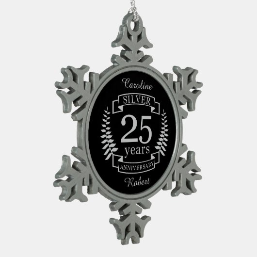 Silver bruiloft 25 jaar tin sneeuwvlok ornament (Links)