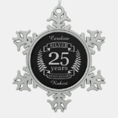 Silver bruiloft 25 jaar tin sneeuwvlok ornament (Voorkant)