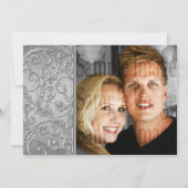Silver bruiloft floral swirl kaart (Achterkant)