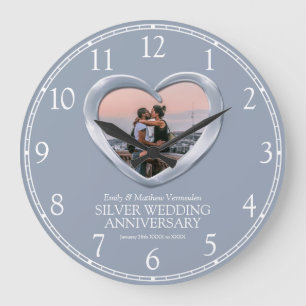 Silver bruiloft foto hartnummers grote klok