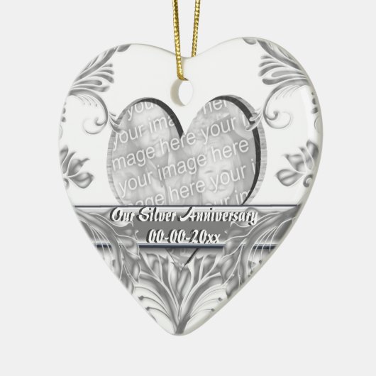 Silver bruiloft Foto's aanpassen Keramisch Ornament (Links)