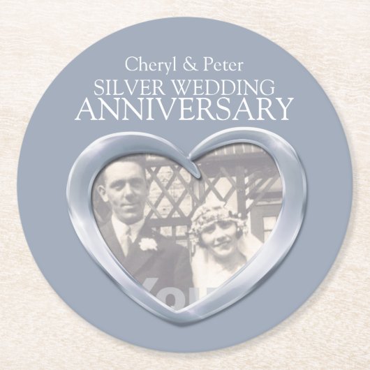 Silver bruiloft foto's onderzetters (Voorkant)