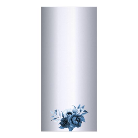 Silver bruiloft menu blauwe bloemalen elegant mode (Achterkant)