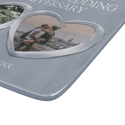 Silver bruiloft voorbij cadeau foto snijplank (Hoek)