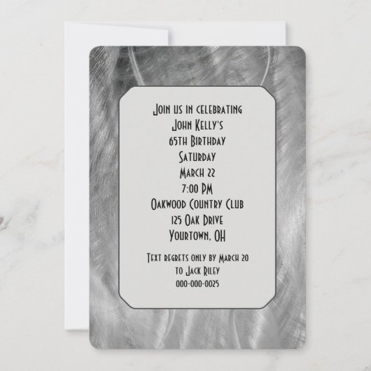 Silver Brushed Metal Abstract verjaardagsfeestje Kaart (Voorkant)