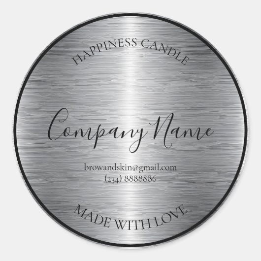 Silver Brushed Metal Candle Sticker logo (Voorkant)