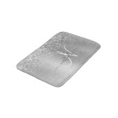 Silver Brushed Metal Glitter Monogram Name Badmat (Gekanteld)