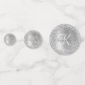 Silver Brushed Metal Glitter Monogram Name Confetti (Achterkanten)