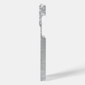 Silver Brushed Metal Glitter Monogram Name iPhone Hoesje (Linkerkant)