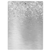 Silver Brushed Metal Glitter Monogram Name Klembord (Achterkant)