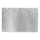 Silver Brushed Metal Glitter Monogram Name Kussensloop (Achterkant)
