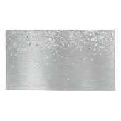 Silver Brushed Metal Glitter Monogram Name Kussensloop (Achterkant)