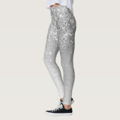Silver Brushed Metal Glitter Monogram Name Leggings (Links)